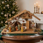 Preview: Festliche Weihnachtskrippe Basel braun inkl. 12-tlg. Figurensatz K 650-9, Maße Krippe: ca. 55 x 20 x 28 cm